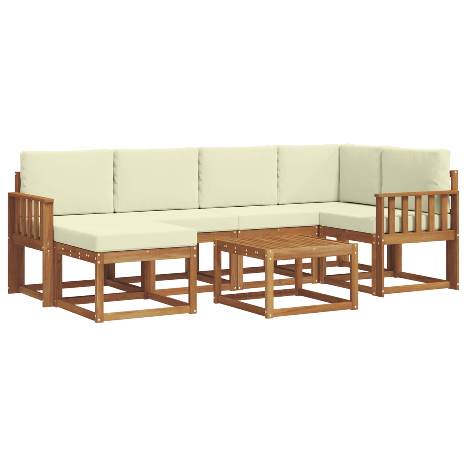 Outdoor-Sofagarnitur mit Kissen 7 pcs Natur und Creme