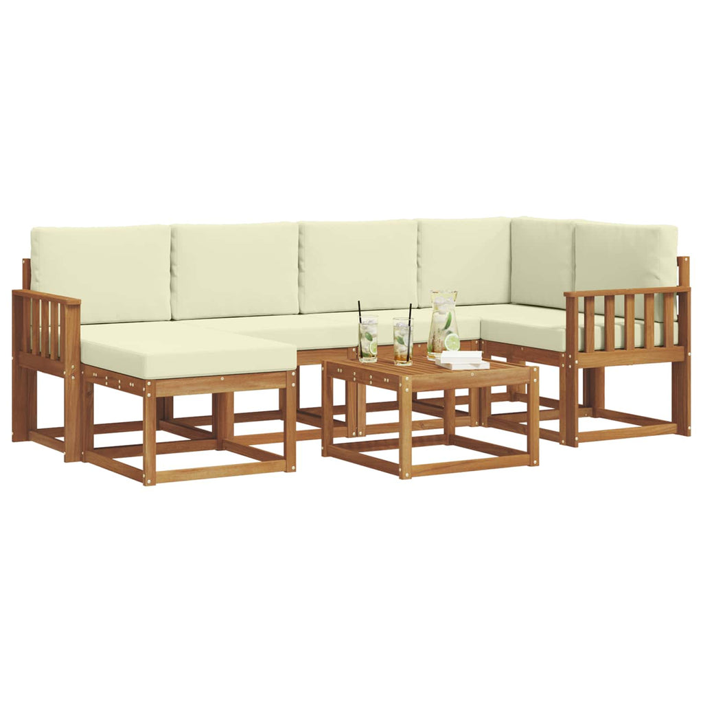 Outdoor-Sofagarnitur mit Kissen 7 pcs Natur und Creme