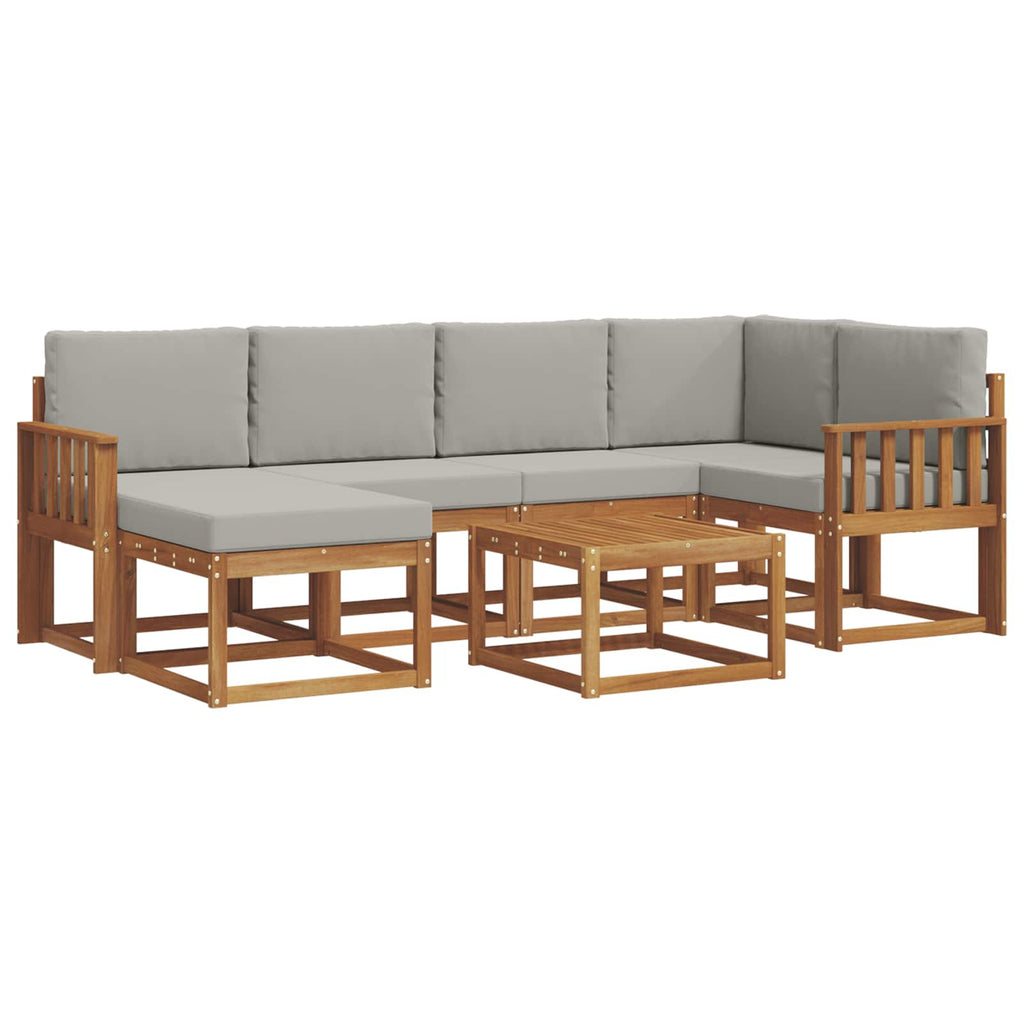 Outdoor-Sofagarnitur mit Kissen 7 pcs Natürlich und Hellgrau