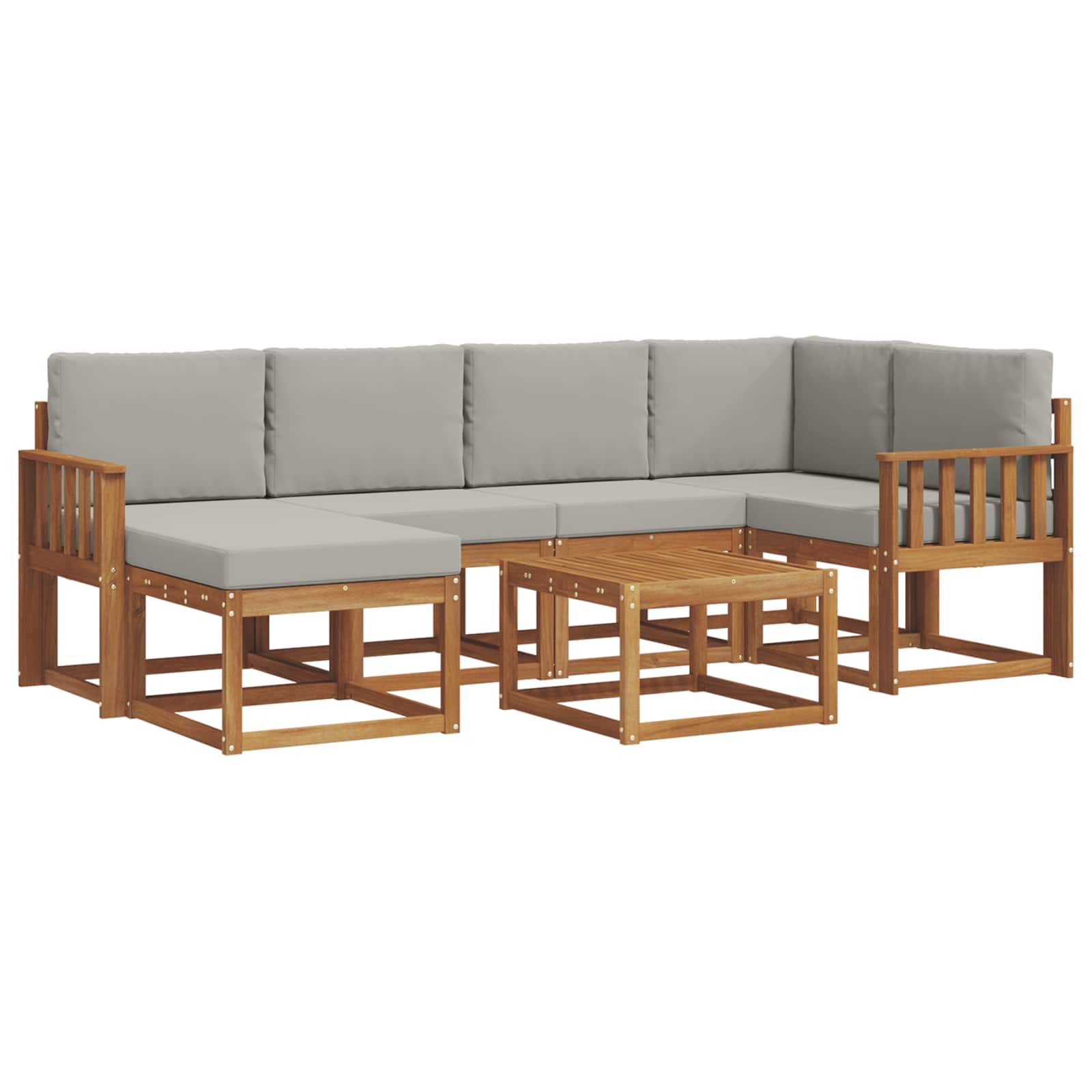 Outdoor-Sofagarnitur mit Kissen 7 pcs Natürlich und Hellgrau