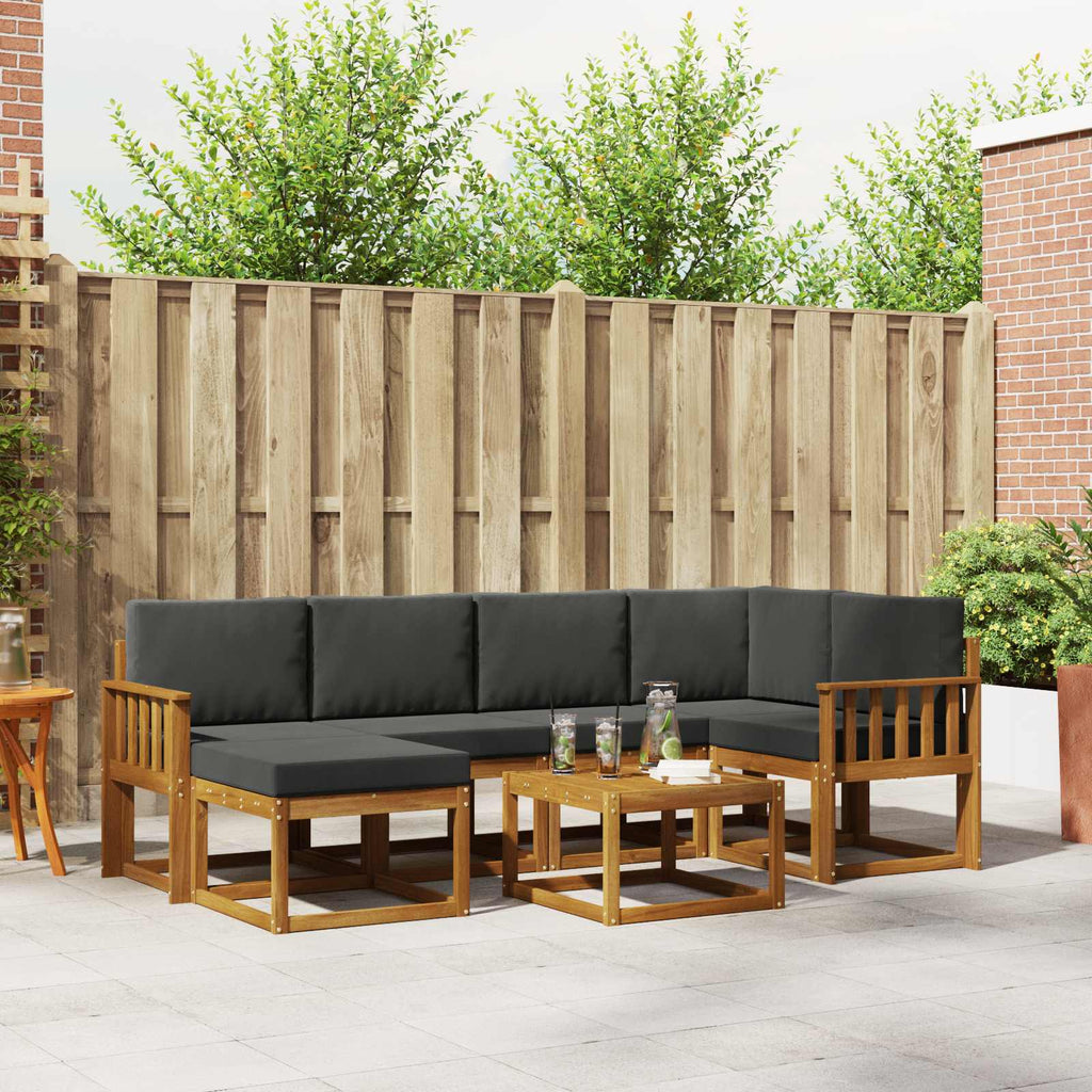 Outdoor-Sofagarnitur mit Kissen 7 pcs Natur und Anthrazit
