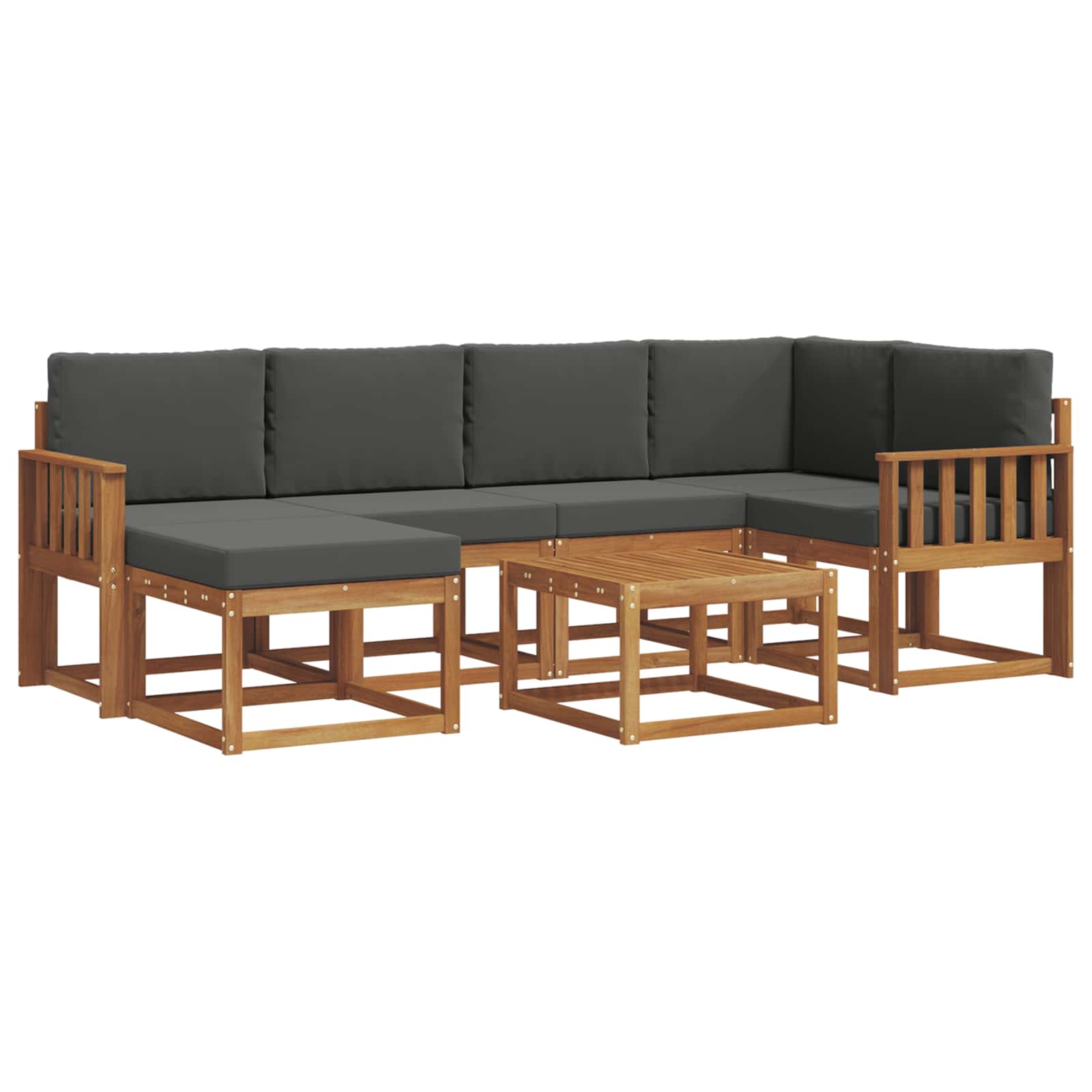 Outdoor-Sofagarnitur mit Kissen 7 pcs Natur und Anthrazit