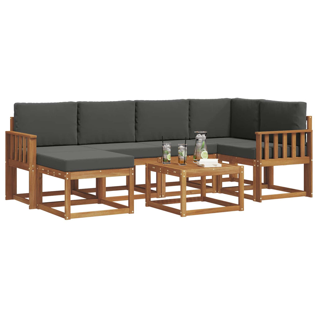 Outdoor-Sofagarnitur mit Kissen 7 pcs Natur und Anthrazit