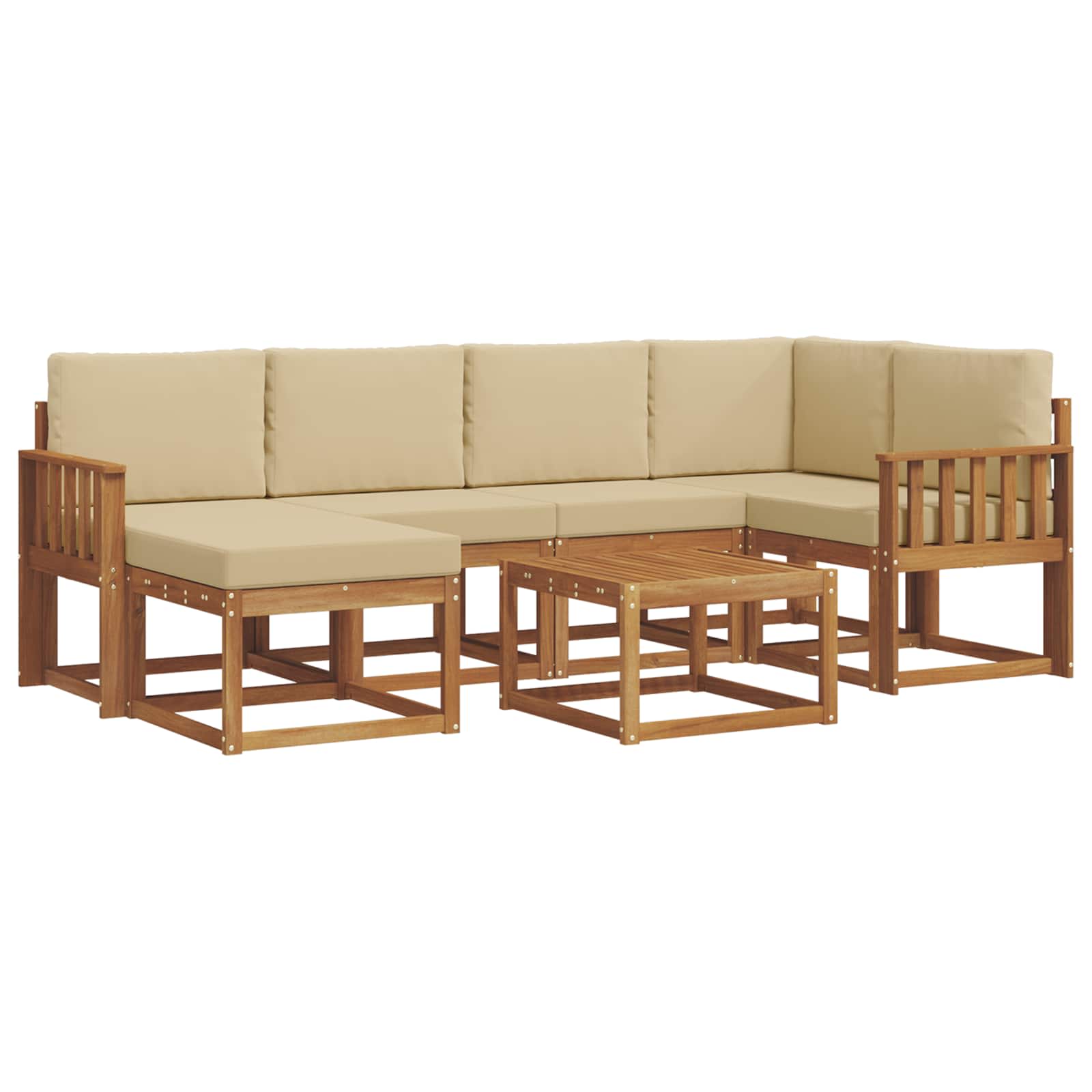 Outdoor-Sofagarnitur mit Kissen 7 pcs Natur und Beige