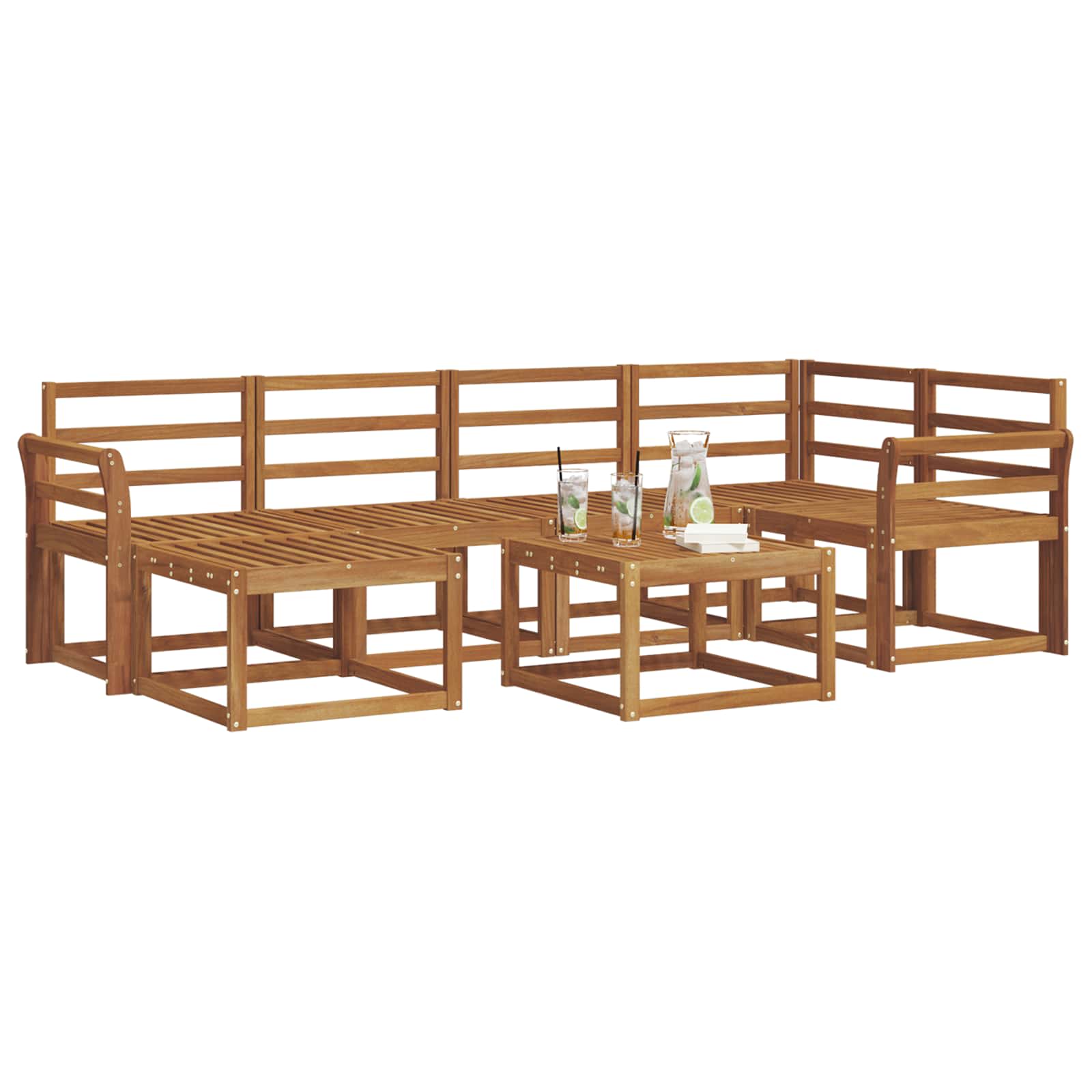 Outdoor-Sofagarnitur 7 pcs Natur Massivholz Akazie