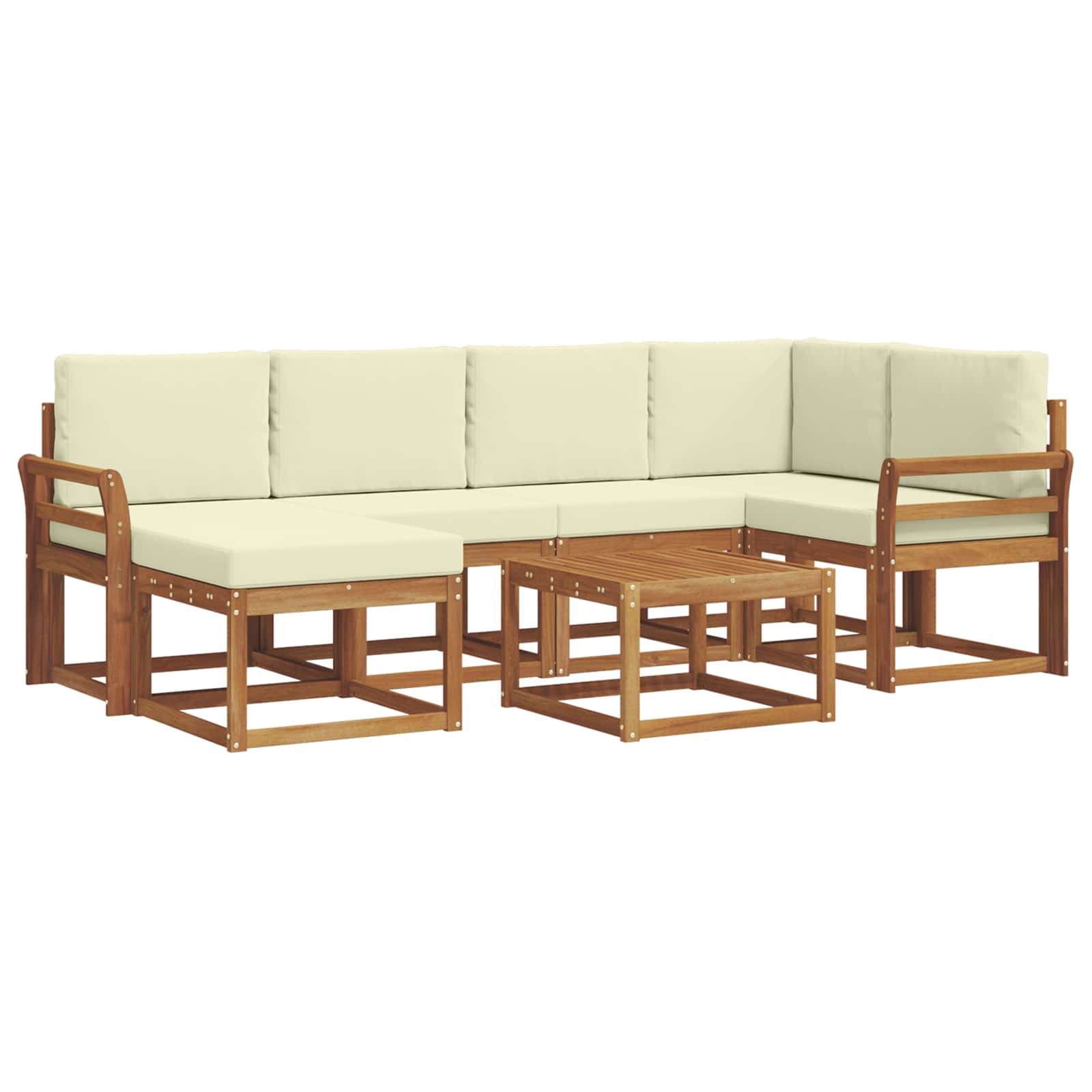 Outdoor-Sofagarnitur mit Kissen 7 pcs Natur und Creme