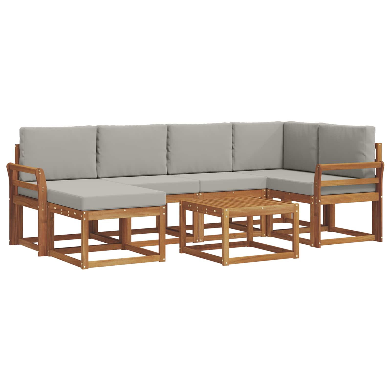 Outdoor-Sofagarnitur mit Kissen 7 pcs Natürlich und Hellgrau