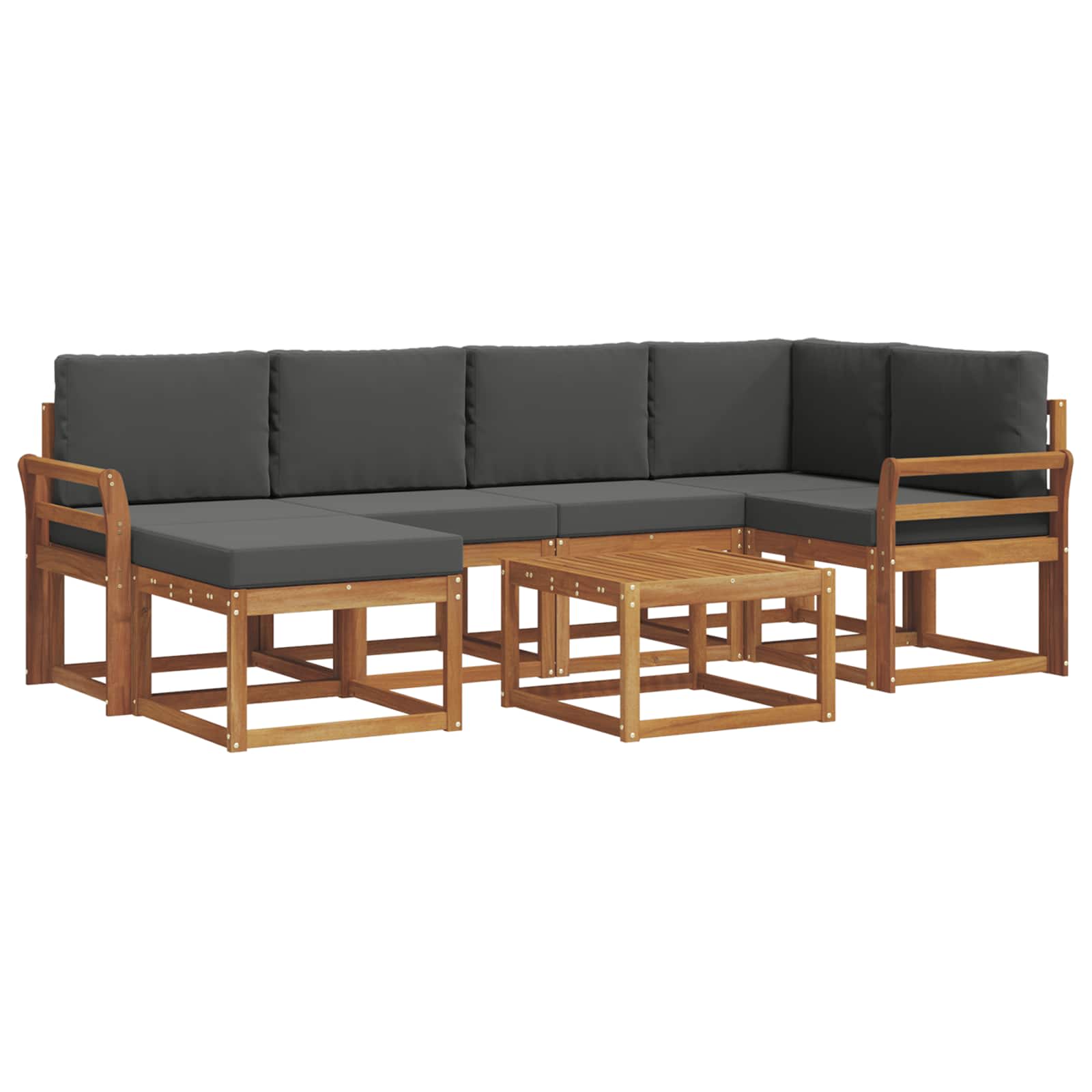 Outdoor-Sofagarnitur mit Kissen 7 pcs Natur und Anthrazit