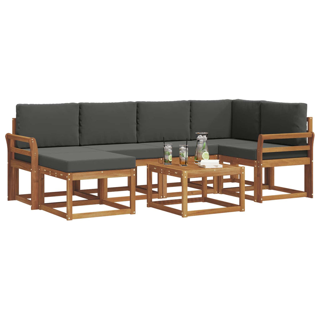 Outdoor-Sofagarnitur mit Kissen 7 pcs Natur und Anthrazit