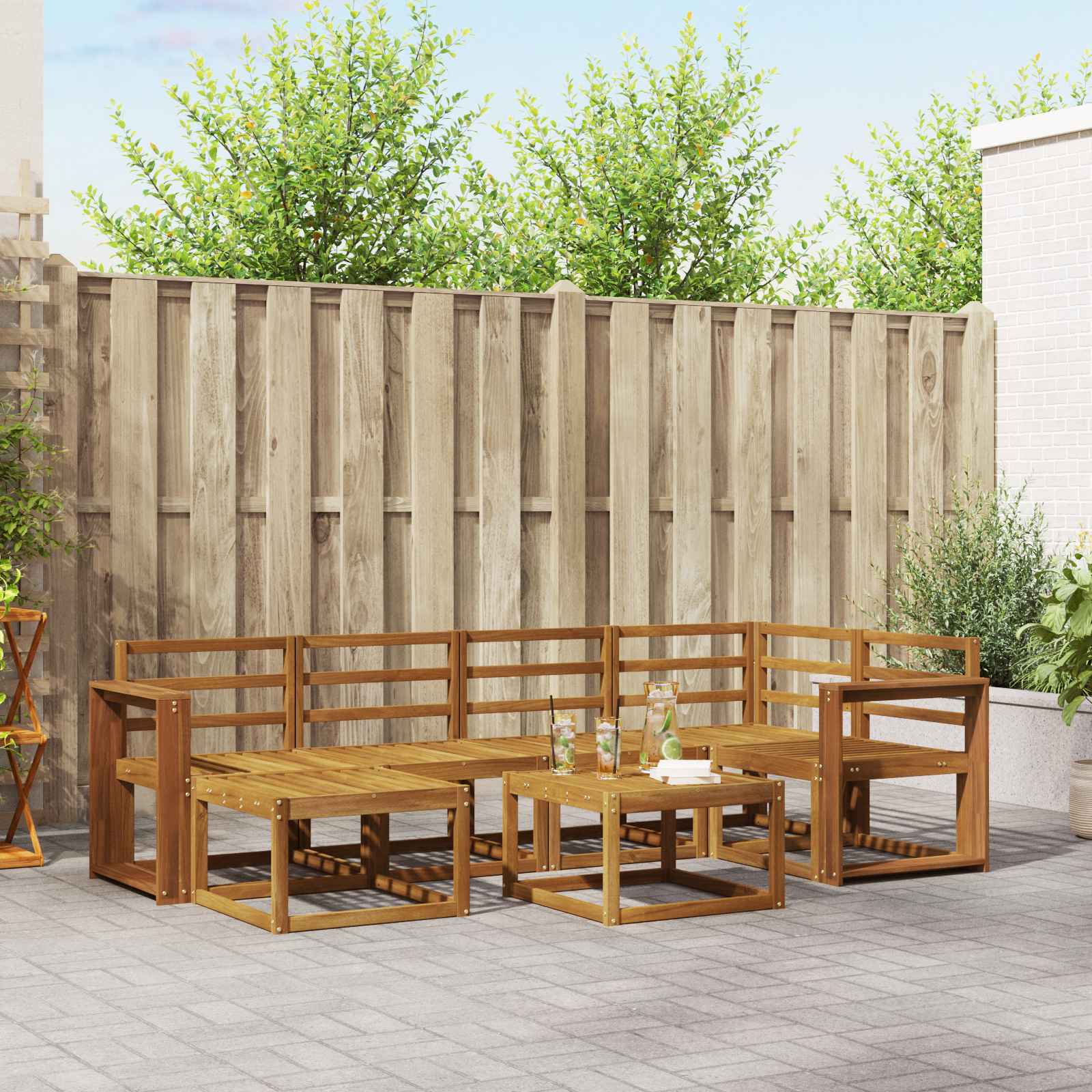Outdoor-Sofagarnitur 7 pcs Natur Massivholz Akazie