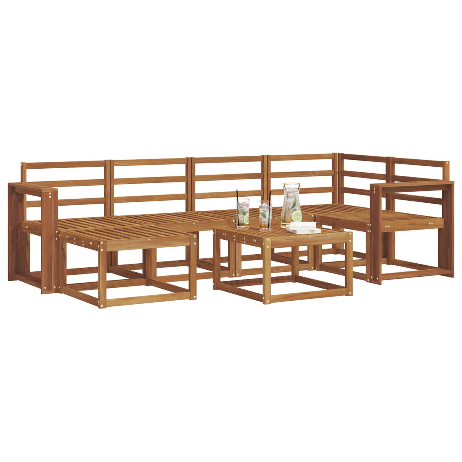 Outdoor-Sofagarnitur 7 pcs Natur Massivholz Akazie