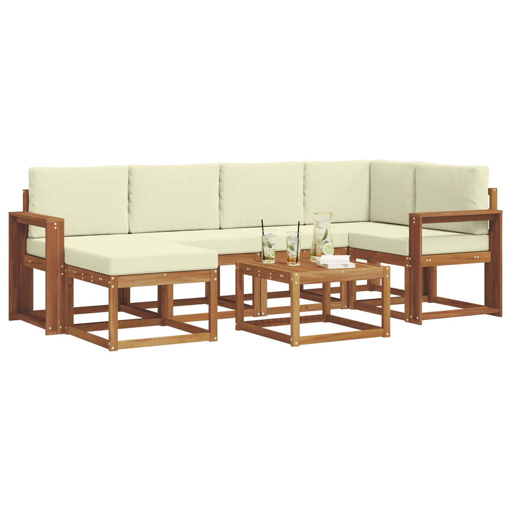 Outdoor-Sofagarnitur mit Kissen 7 pcs Natur und Creme