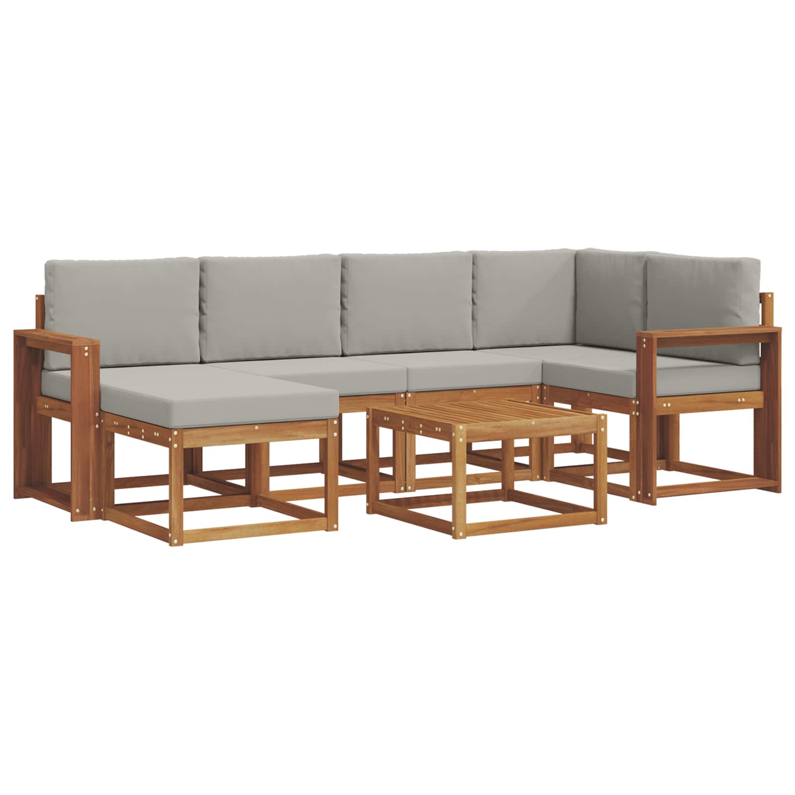 Outdoor-Sofagarnitur mit Kissen 7 pcs Natürlich und Hellgrau