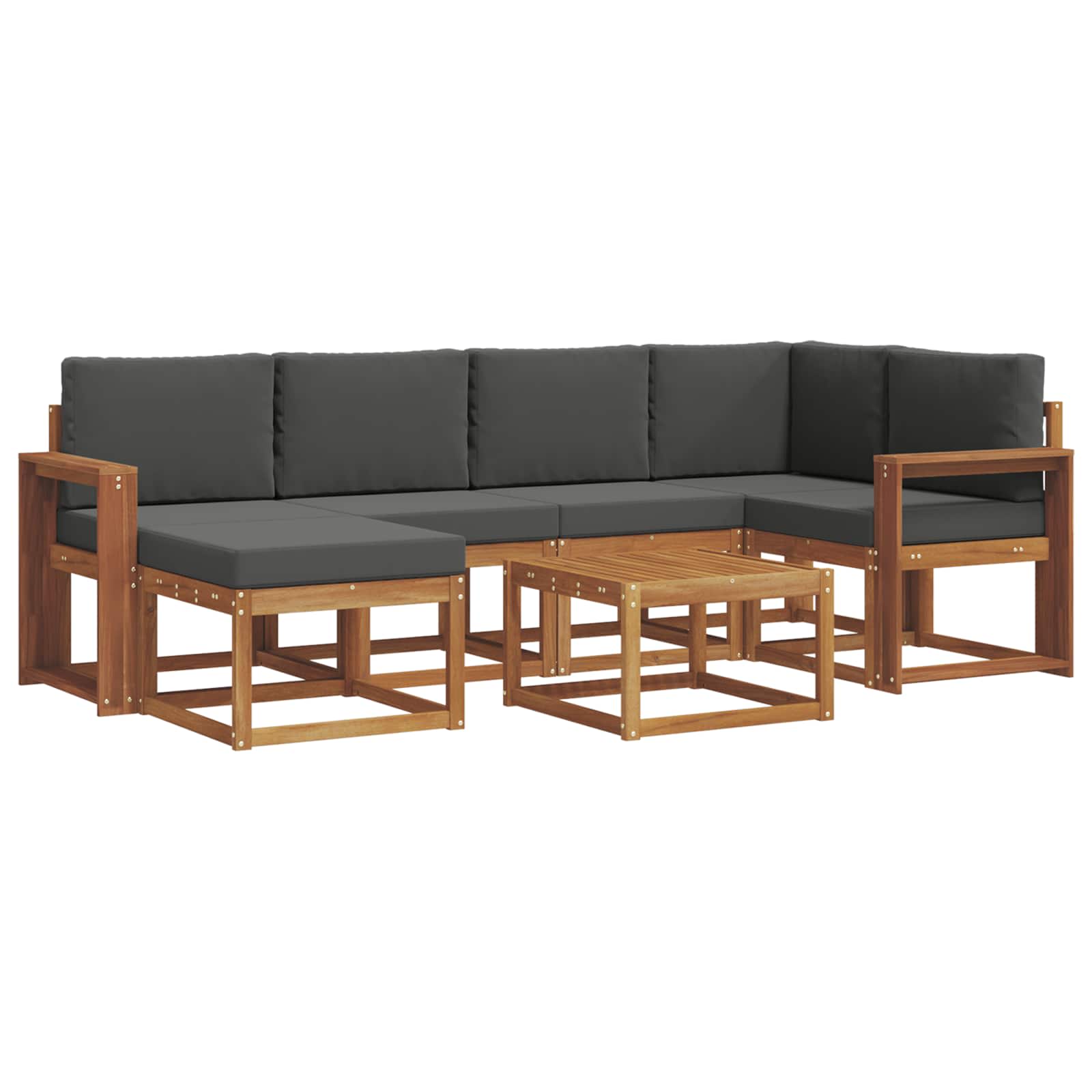Outdoor-Sofagarnitur mit Kissen 7 pcs Natur und Anthrazit