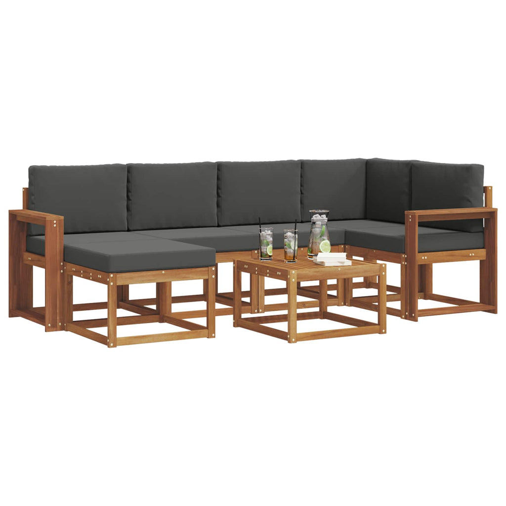 Outdoor-Sofagarnitur mit Kissen 7 pcs Natur und Anthrazit
