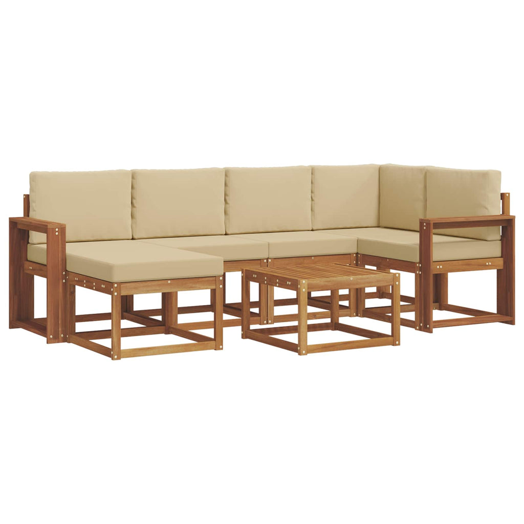Outdoor-Sofagarnitur mit Kissen 7 pcs Natur und Beige