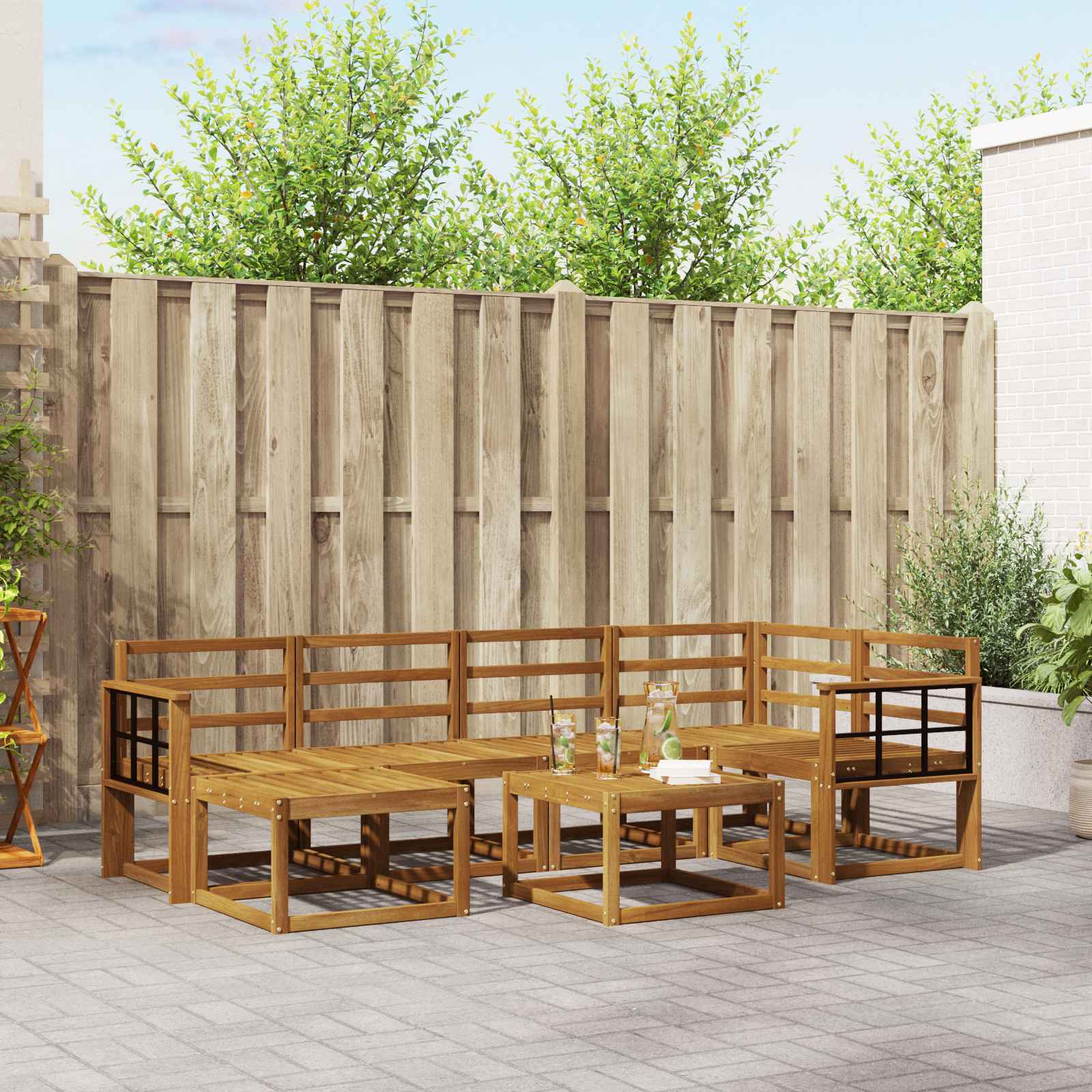 Outdoor-Sofagarnitur 7 pcs Natur Massivholz Akazie
