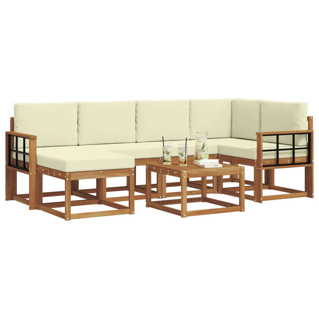 Outdoor-Sofagarnitur mit Kissen 7 pcs Natur und Creme