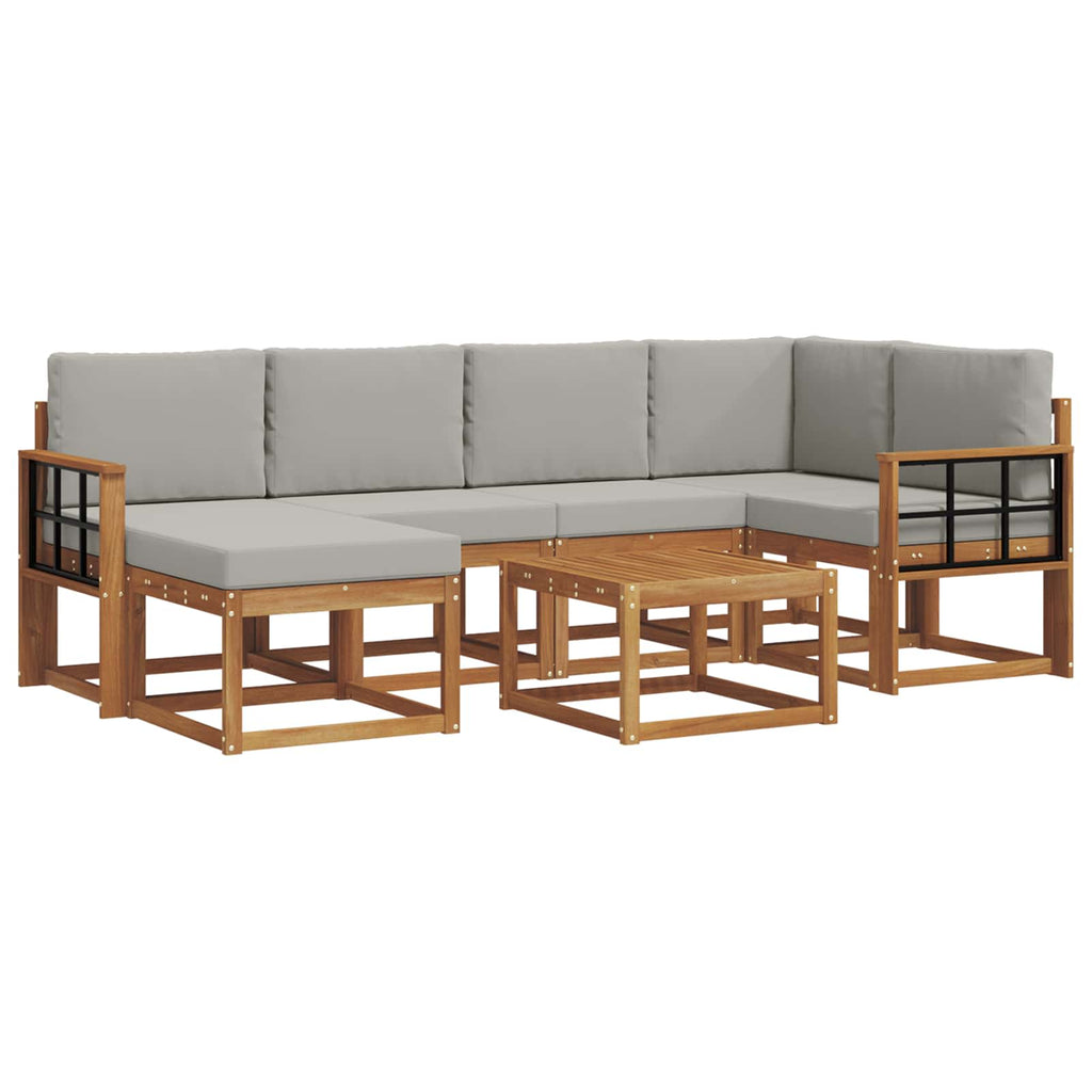 Outdoor-Sofagarnitur mit Kissen 7 pcs Natürlich und Hellgrau