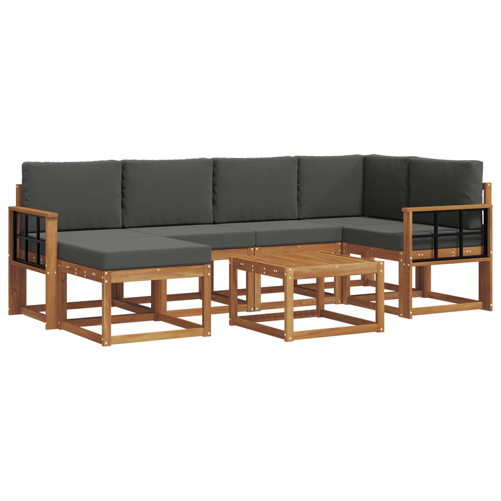 Outdoor-Sofagarnitur mit Kissen 7 pcs Natur und Anthrazit