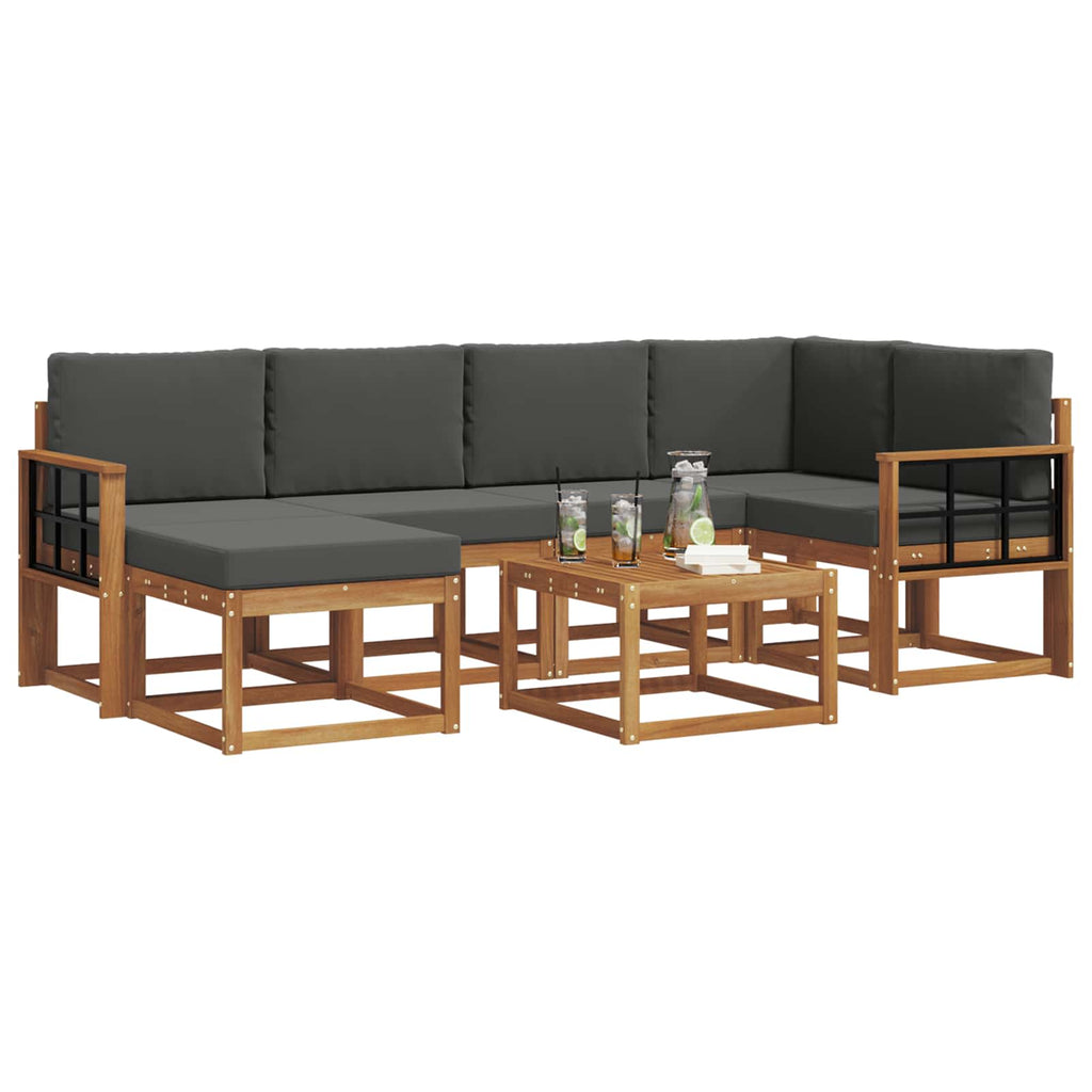 Outdoor-Sofagarnitur mit Kissen 7 pcs Natur und Anthrazit