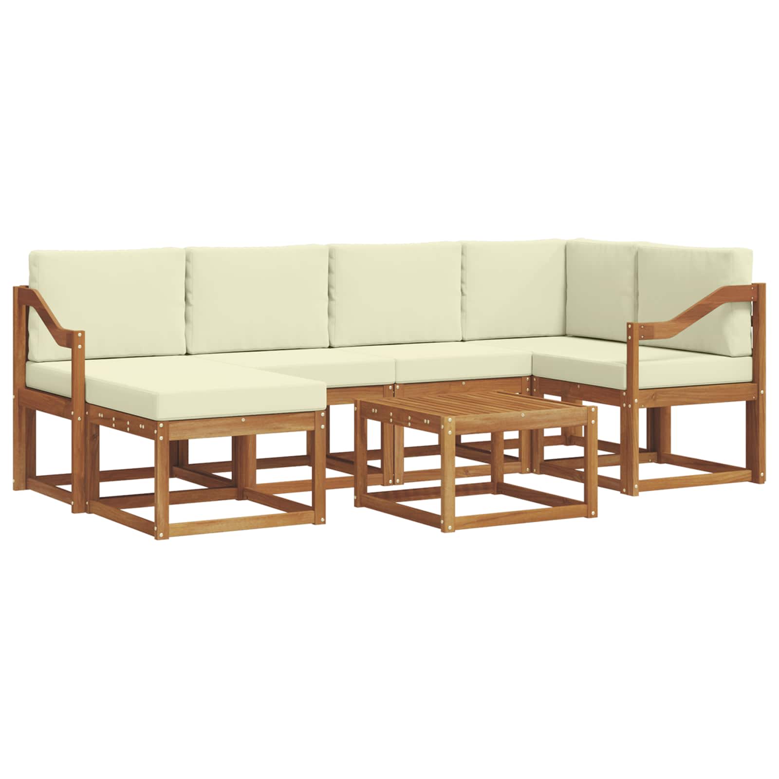 Outdoor-Sofagarnitur mit Kissen 7 pcs Natur und Creme