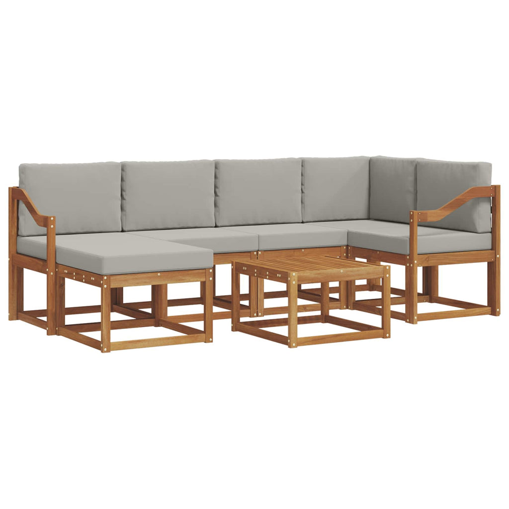 Outdoor-Sofagarnitur mit Kissen 7 pcs Natürlich und Hellgrau