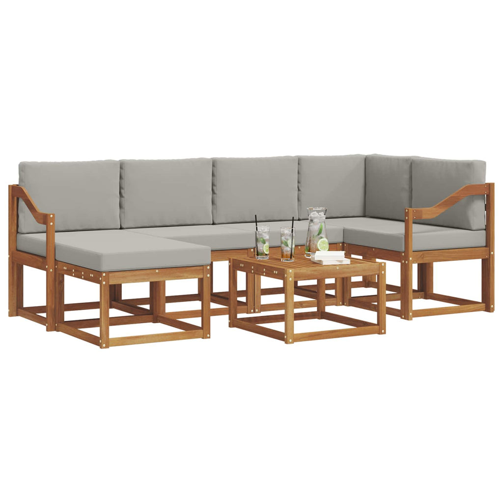 Outdoor-Sofagarnitur mit Kissen 7 pcs Natürlich und Hellgrau