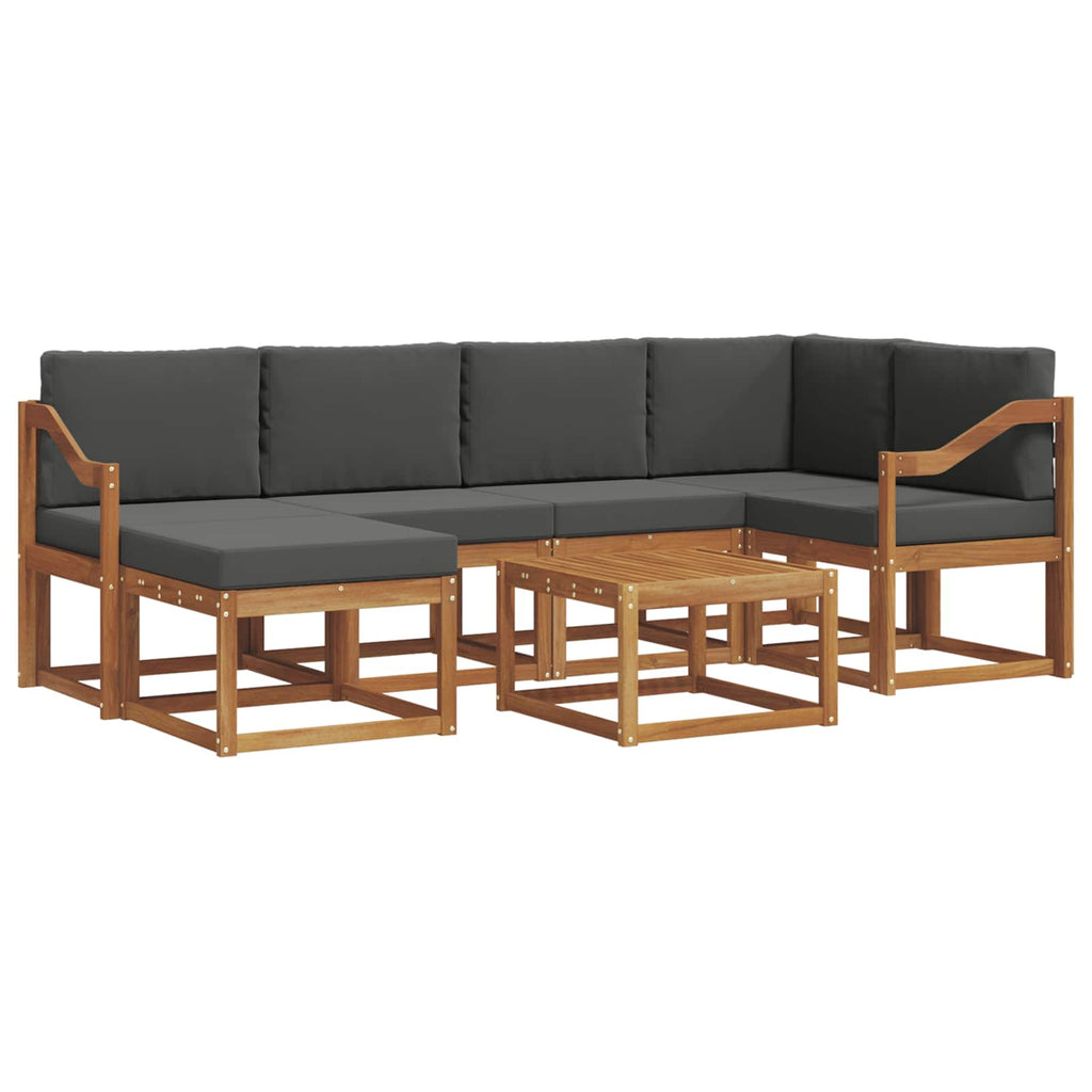 Outdoor-Sofagarnitur mit Kissen 7 pcs Natur und Anthrazit