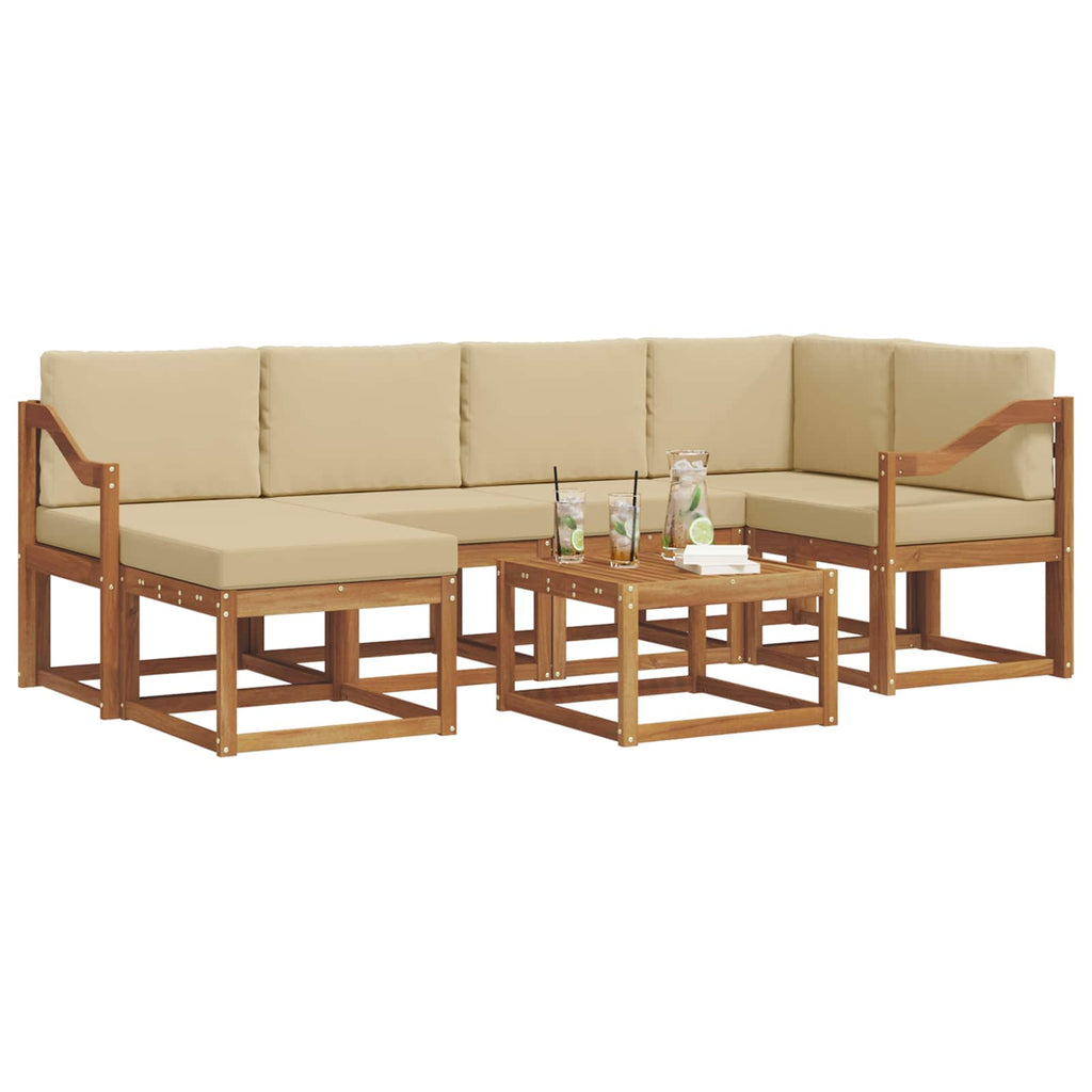 Outdoor-Sofagarnitur mit Kissen 7 pcs Natur und Beige