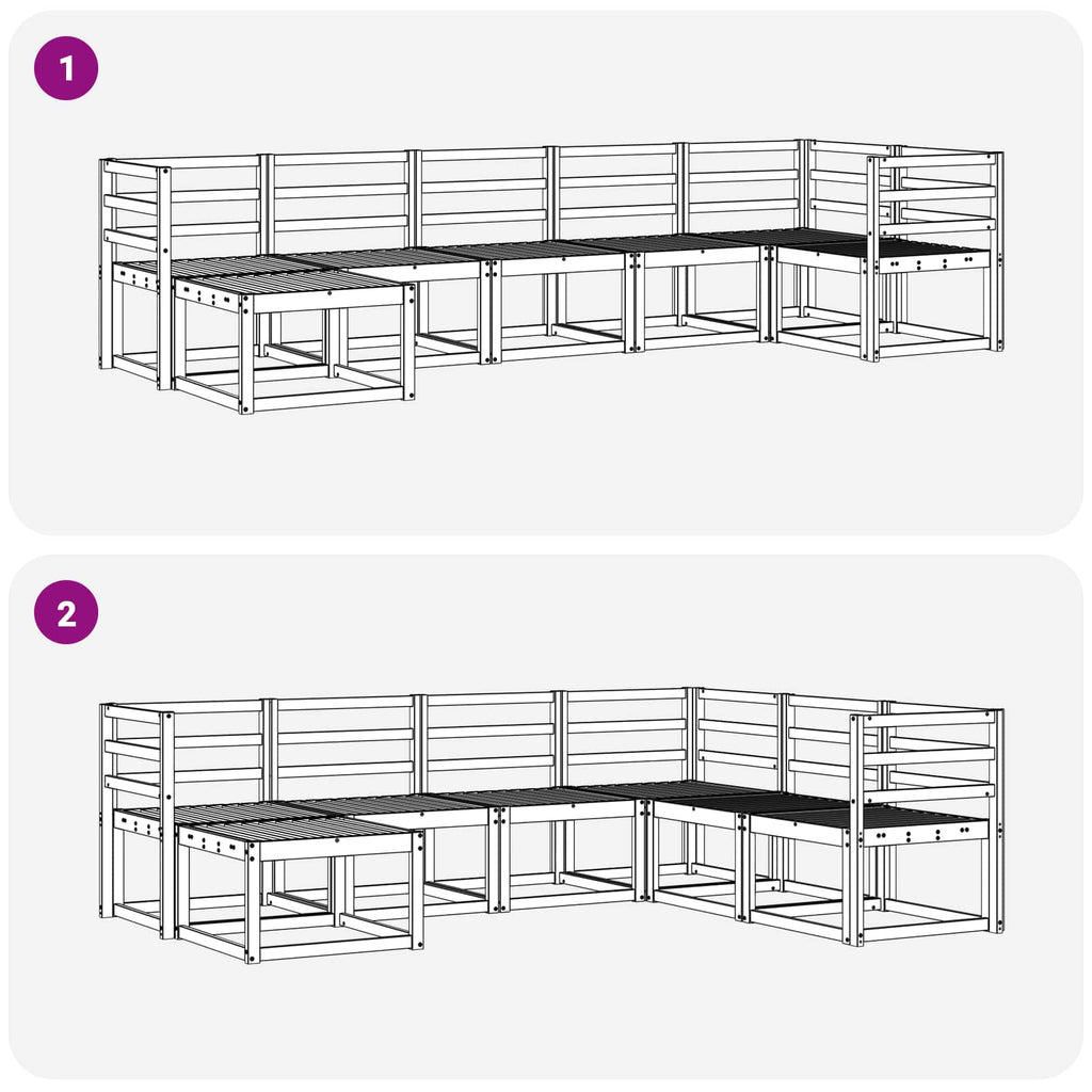 Outdoor-Sofagarnitur 7 pcs Natur Massivholz Akazie
