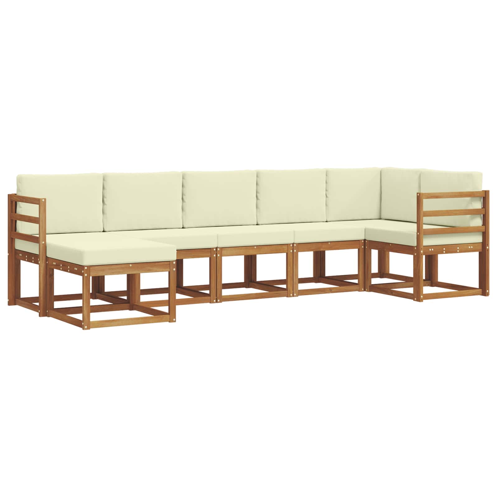 Outdoor-Sofagarnitur mit Kissen 7 pcs Natur und Creme