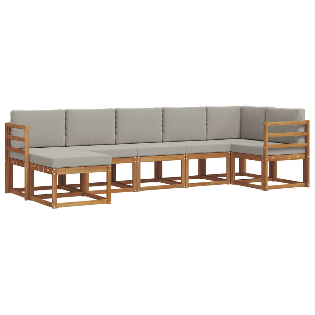 Outdoor-Sofagarnitur mit Kissen 7 pcs Natürlich und Hellgrau