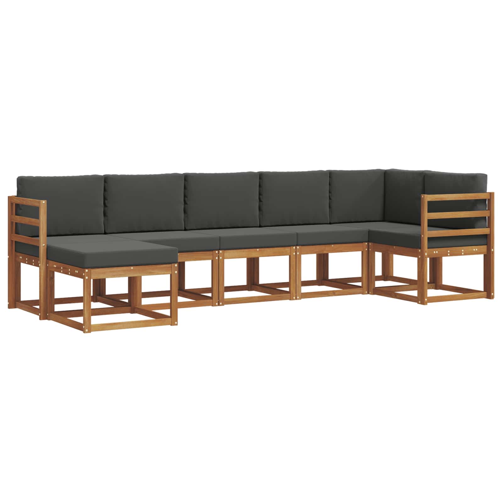 Outdoor-Sofagarnitur mit Kissen 7 pcs Natur und Anthrazit