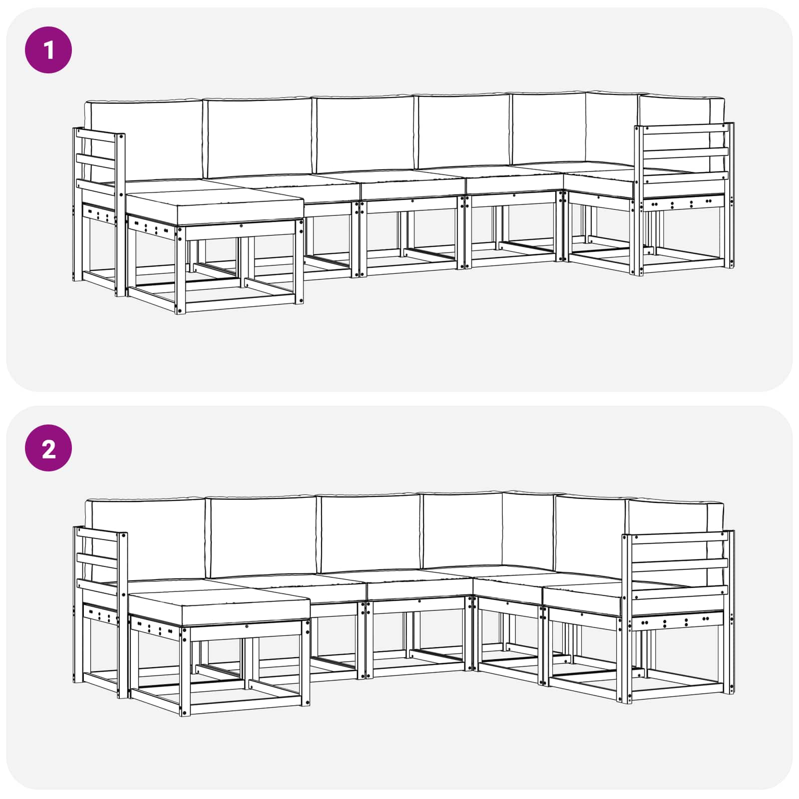 Outdoor-Sofagarnitur mit Kissen 7 pcs Natur und Anthrazit
