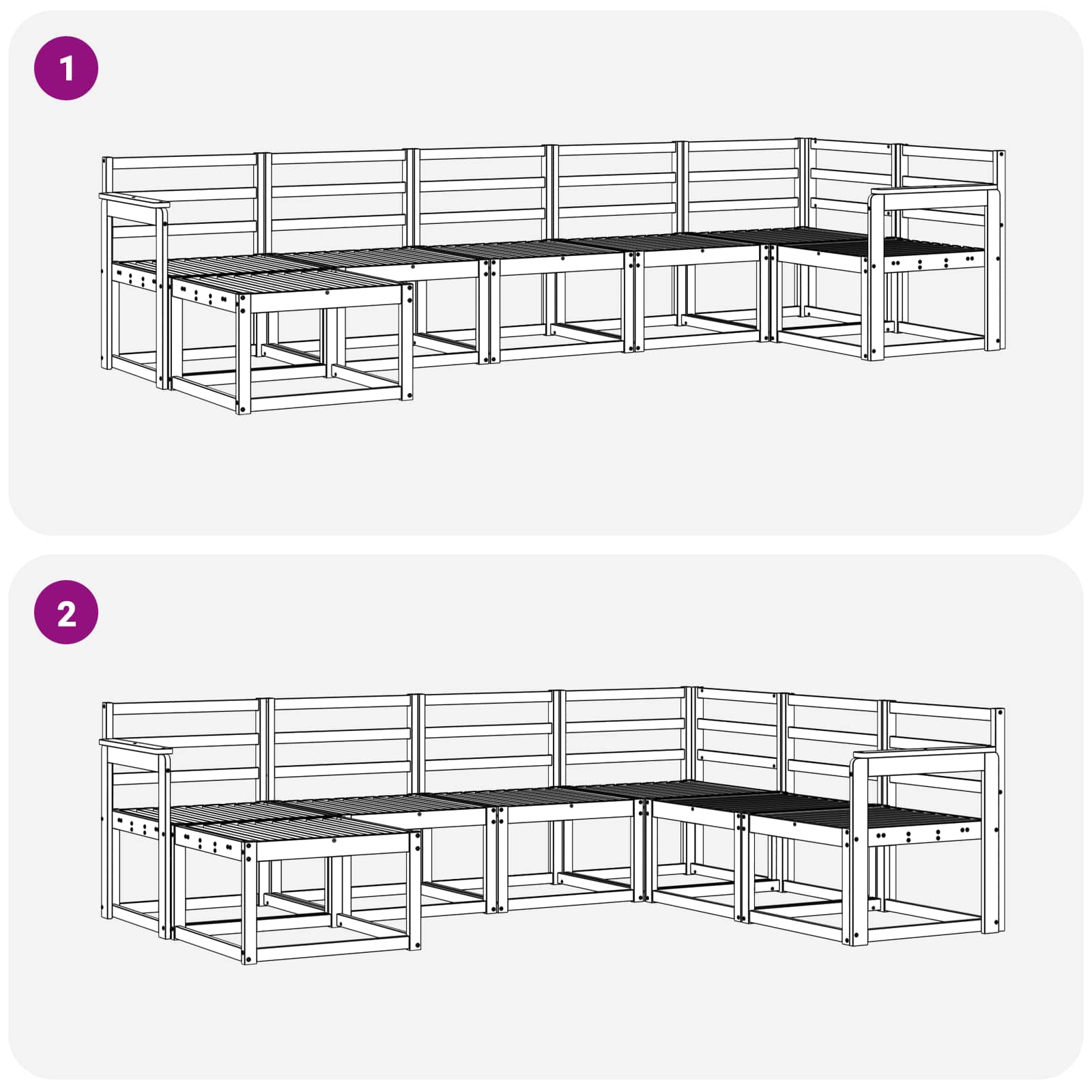 Outdoor-Sofagarnitur 7 pcs Natur Massivholz Akazie