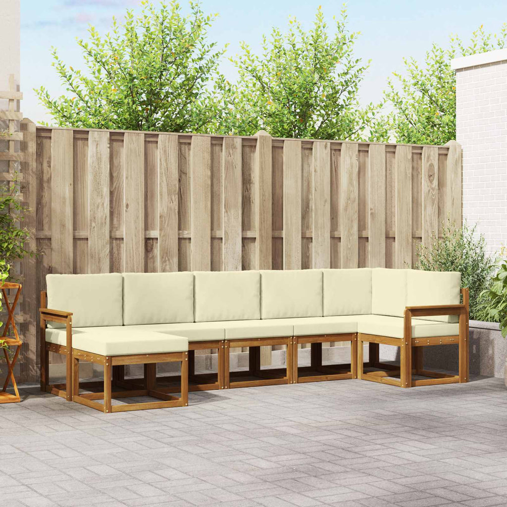 Outdoor-Sofagarnitur mit Kissen 7 pcs Natur und Creme