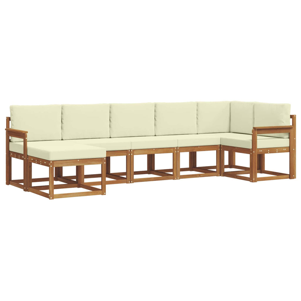 Outdoor-Sofagarnitur mit Kissen 7 pcs Natur und Creme