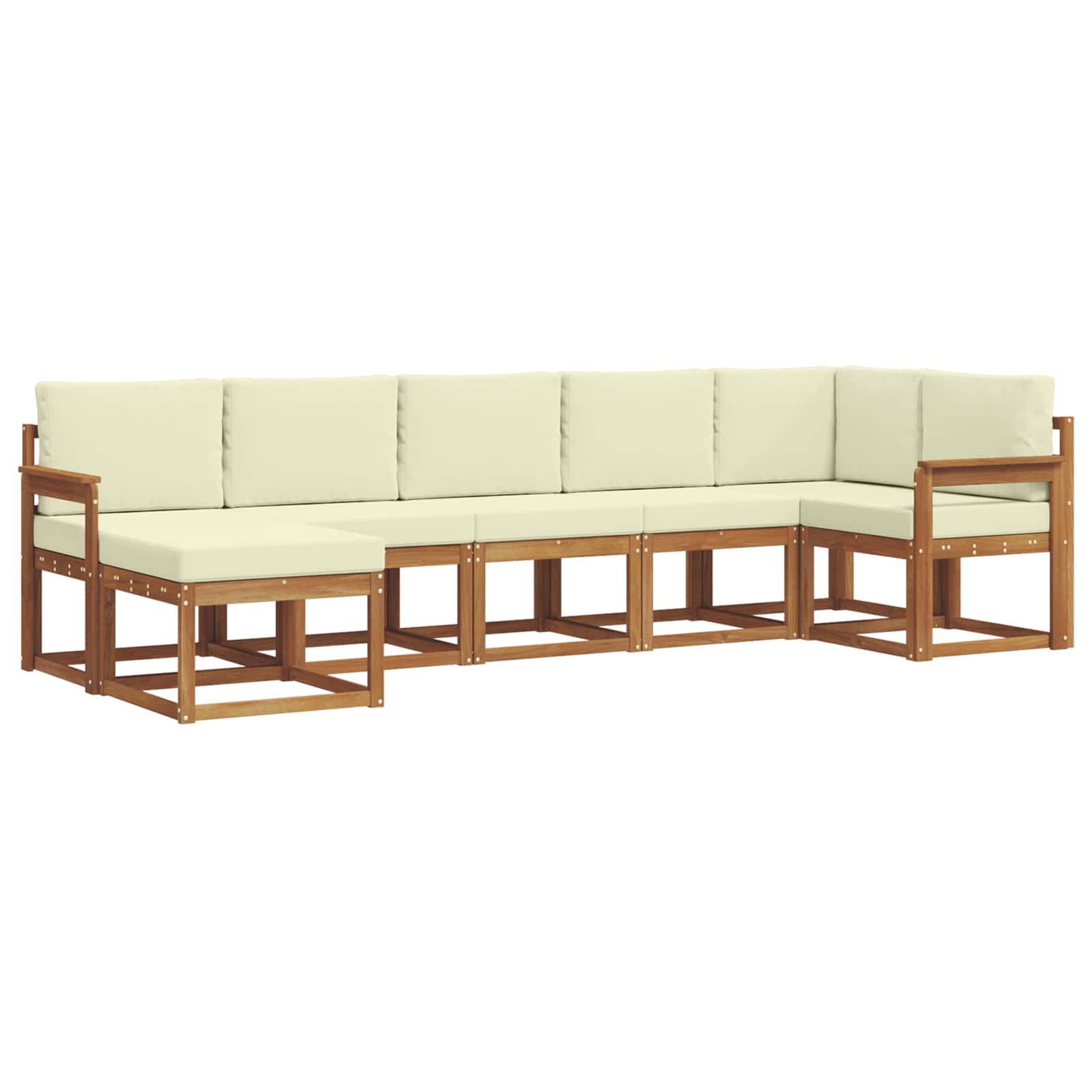 Outdoor-Sofagarnitur mit Kissen 7 pcs Natur und Creme