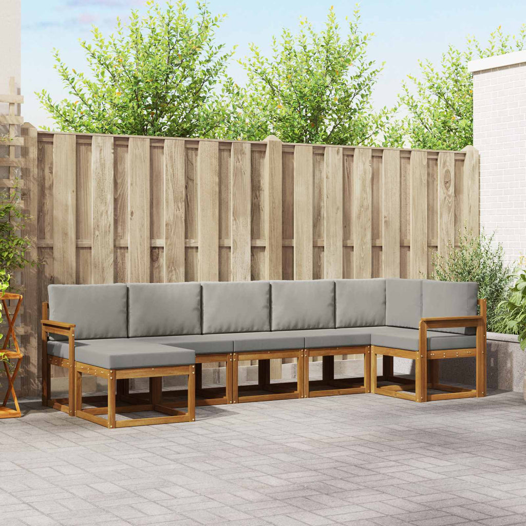 Outdoor-Sofagarnitur mit Kissen 7 pcs Natürlich und Hellgrau