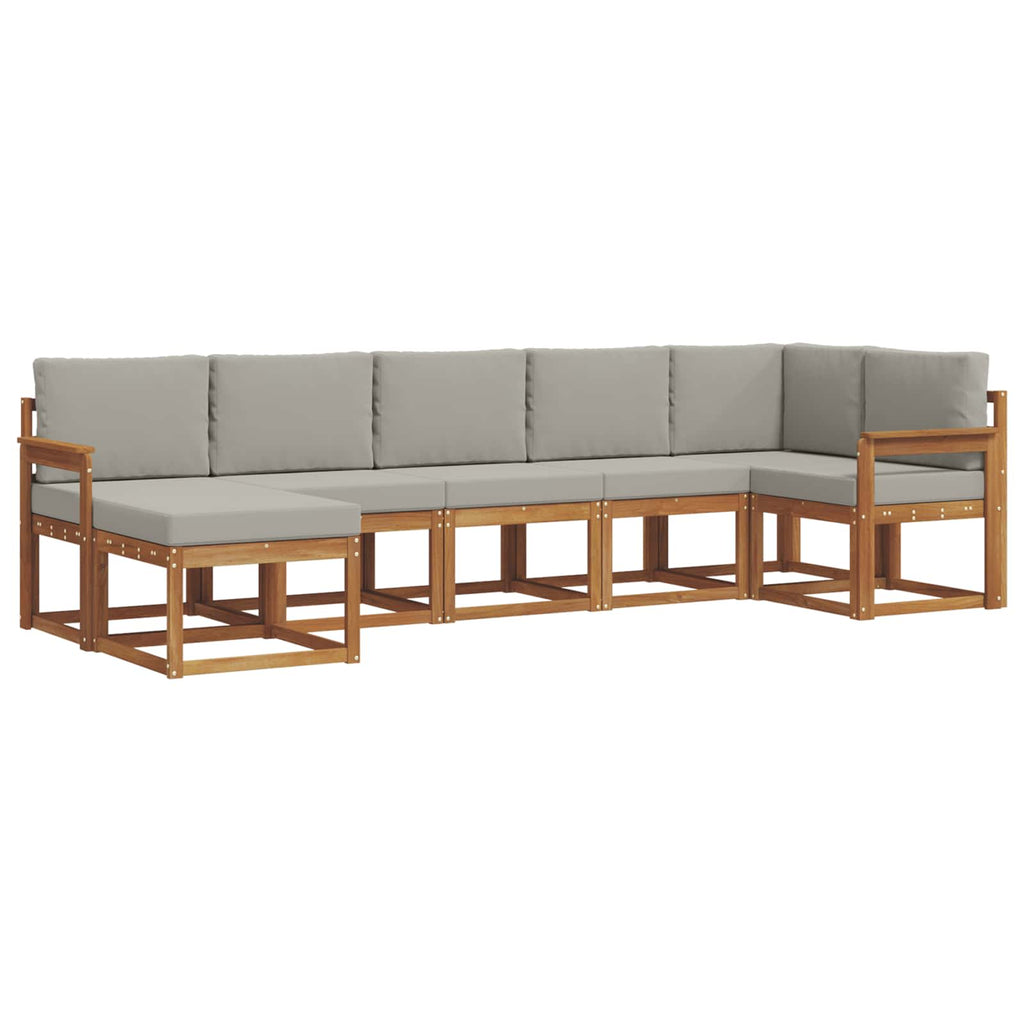 Outdoor-Sofagarnitur mit Kissen 7 pcs Natürlich und Hellgrau