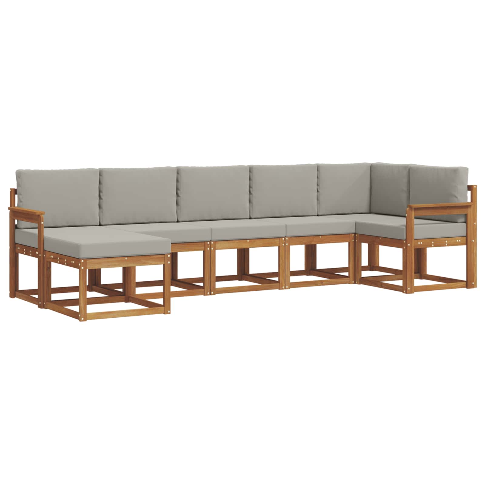 Outdoor-Sofagarnitur mit Kissen 7 pcs Natürlich und Hellgrau