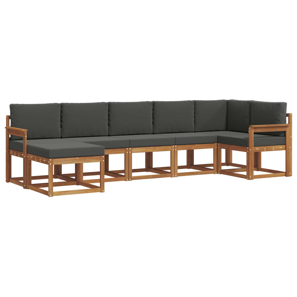 Outdoor-Sofagarnitur mit Kissen 7 pcs Natur und Anthrazit