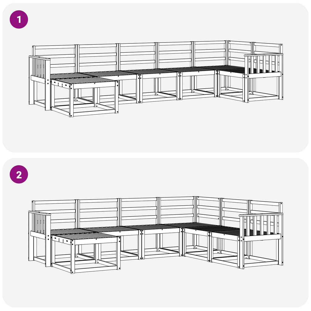 Outdoor-Sofagarnitur 7 pcs Natur Massivholz Akazie