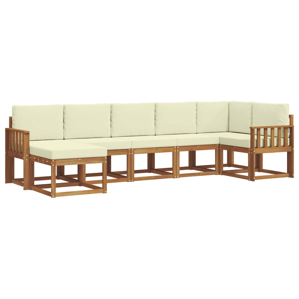 Outdoor-Sofagarnitur mit Kissen 7 pcs Natur und Creme