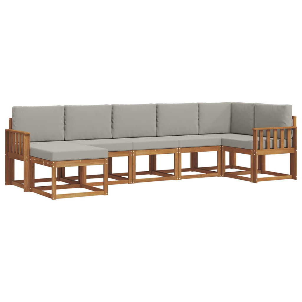 Outdoor-Sofagarnitur mit Kissen 7 pcs Natürlich und Hellgrau