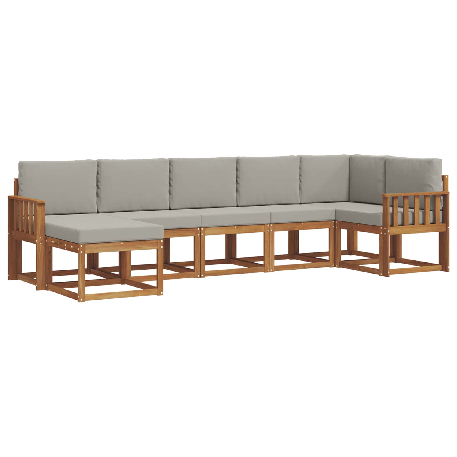 Outdoor-Sofagarnitur mit Kissen 7 pcs Natürlich und Hellgrau
