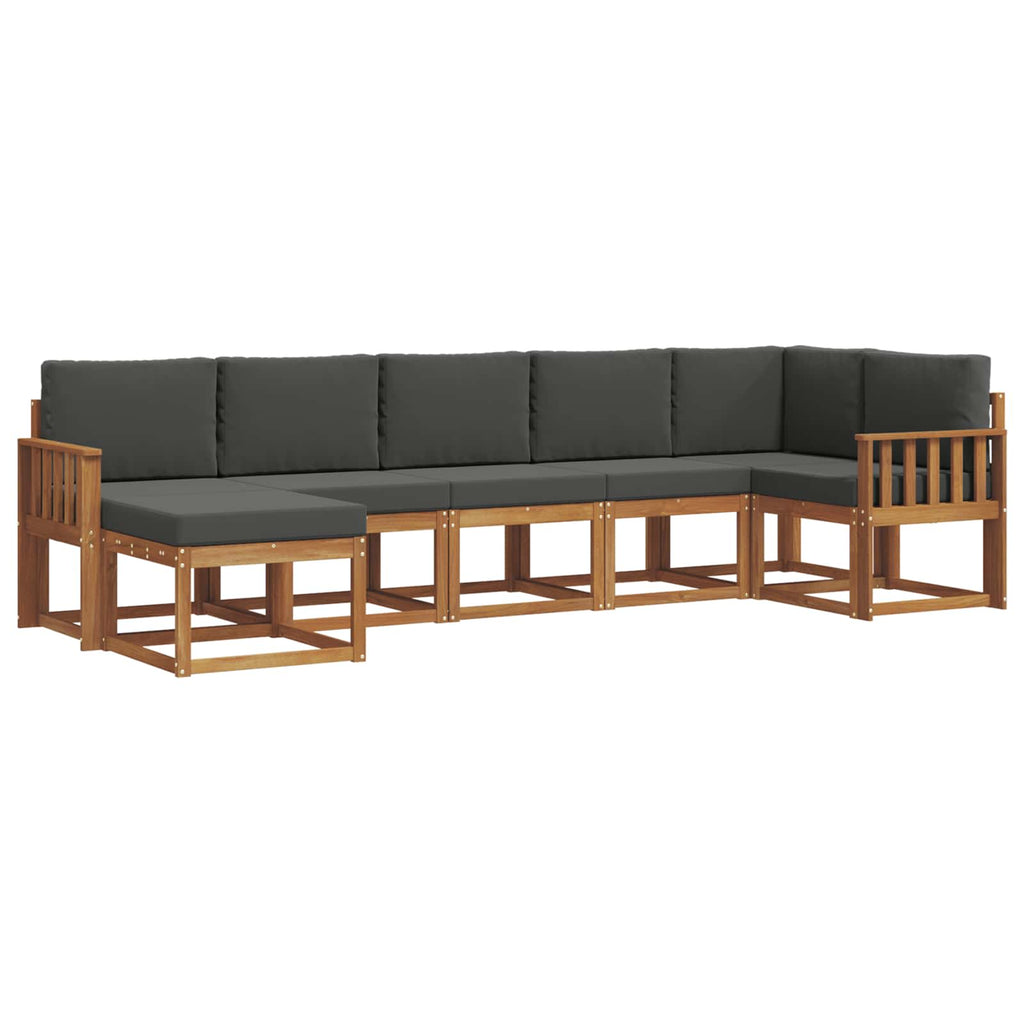 Outdoor-Sofagarnitur mit Kissen 7 pcs Natur und Anthrazit