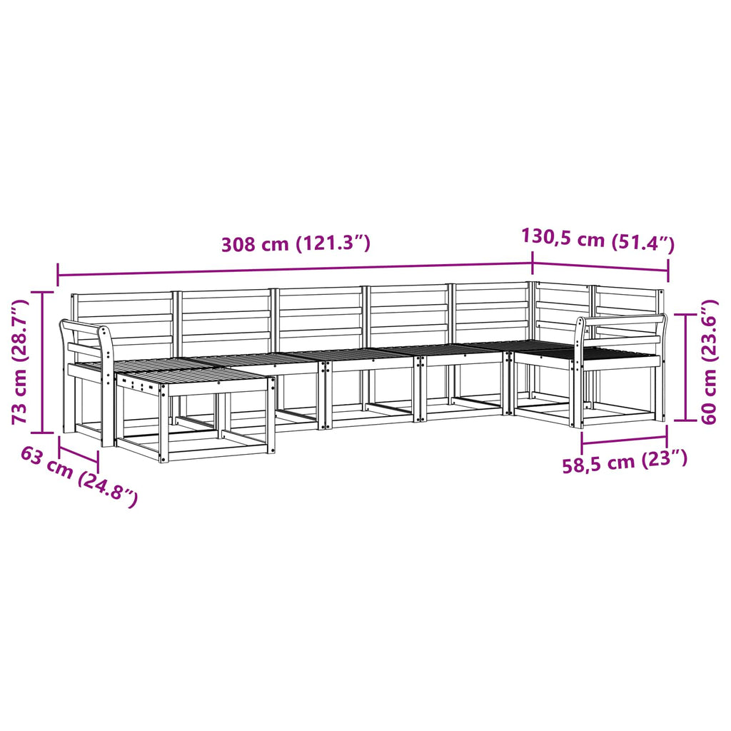 Outdoor-Sofagarnitur 7 pcs Natur Massivholz Akazie