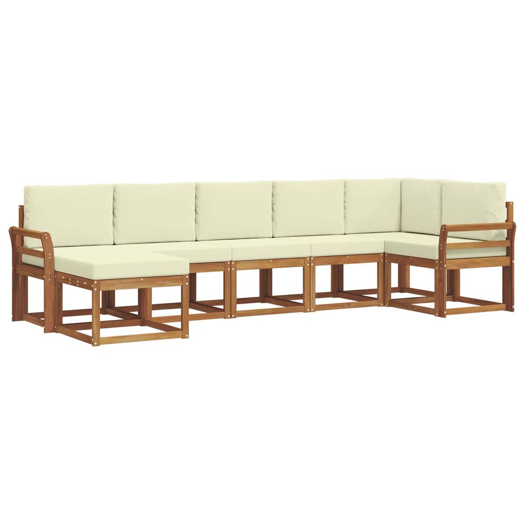 Outdoor-Sofagarnitur mit Kissen 7 pcs Natur und Creme